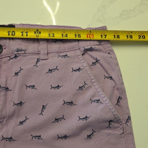Lavender Shark-Print Flat Front Men’s Shorts - Picture 3 of 6
